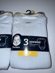 Gerber Baby 9 Onesies 3 Pack Ribbed Bodysuits Blue Beige Newborn 0-3M 3-6M NIP
