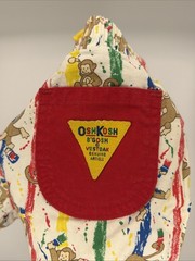 Vintage Oshkosh B’Gosh Paper Tag USA Monkey Business Painting Overalls 3/6m