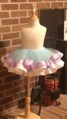 AQUA TITU WITH WHITE AND LAVENDER RIBBON SIZED 3T-4T
