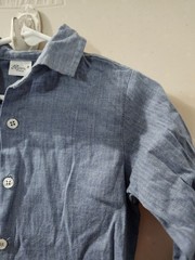 Baroni Firenze Shirt Baby 18 Months Blu Long Sleeve Button Up Herringbone Cotton