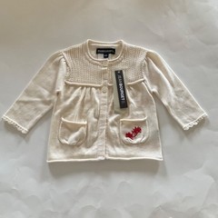 Jean Bourget Baby Sz 6 Months Cardigan Embroidered Scalloped Trim Made In France