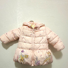 Disney Bambi Pink Hooded Puffer Jacket Girls 12-18M Full Zip Primark
