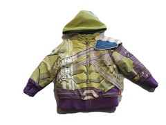 Girls Hooded Winter Coat Sz 3 Disney Toy Story Buzz Lightyear Green & Purple Zip