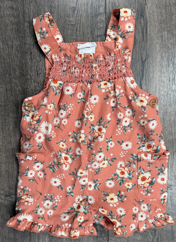 Baby Girl Clothes Nicole Miller 18 Month Orange Floral Ruffle Shortalls
