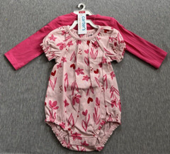 Carters Valentine’s Day (Girls 6M) 2-Piece Pink Hearts Flowers Bodysuit & Top