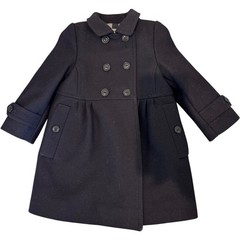 NWOT Burberry Pea Coat Kids 12M Black Wool Cashmere Double Breasted Nova Check