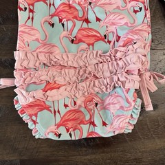 6-12m RuffleButts Baby Girls Flamingo One-Piece Long Sleeve Rash Guard Swimsuit