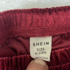 SHEIN 2pc Velour Hoodie & Pants Set Burgundy 9-12M Unisex Fall/Winter