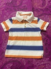 Baby Boys Arizona Jeans Co Multicolored Striped Short Sleeve Polo Shirt. Size 2T