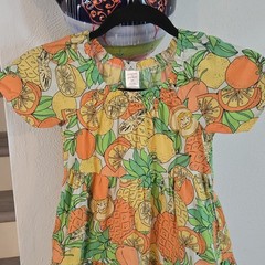 Peyton & Parker Girls 5T Cotton Fruit Print A-Line Smocked Ruffle Dress