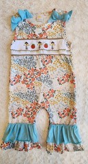 Girls Embroidered Fall/ Thanksgiving Romper Size 3T