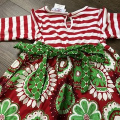 Counting daisies christmas holiday dress Red White Stripes size 3t Green Print