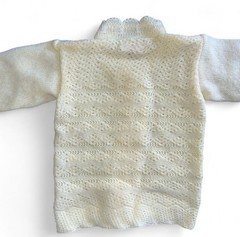 Vintage 60-70s Heidi Yellow Knit Baby Cardigan Bonnet 3Pc Set Turbo Hi-Bulk 0-3M