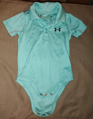 Baby Boys Beautiful Under Armour Turquoise Polo Bodysuit One Piece Size 6-9 M