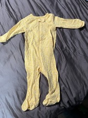 Gerber Onesie Brand Zipper Footie Sleeper Yellow with White Polka Dots
