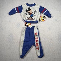 Vintage 90s Mickey Mouse 2 Piece Set NWT 12 Months Blue White Workout NOS Rare