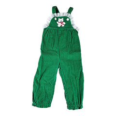 Vintage Sears Baby Girl Green Corduroy Bibs 28 1/2″ to 32″ Tall 20 to 25 lbs