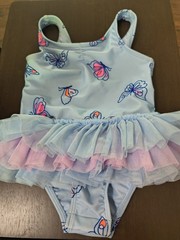 Cat & Jack Girls 3T Butterfly One-Piece Swimsuit Tulle Tutu Skirt Adjustable
