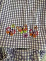 Vintage Carters Romper Dress Girl 3 Month Gingham Embroidered Butterflies Pleats