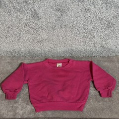 Vintage 90s Sweatshirt Girls Size 2 Cropped Warm Cozy Soft Pullover USA Bright