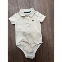 Lacoste Baby Polo Bodysuit 18M Cream Off-White Short Sleeve Crocodile Logo 3634