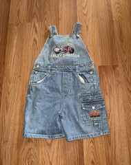 Vintage 90s Harley Davidson Overalls Sz Boys 5T Denim Embroidered Cargos