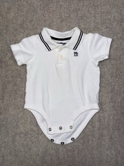 Oshkosh B’gosh White Collared One Piece, Snap, With Dog Patch, RN96367,Size 9m