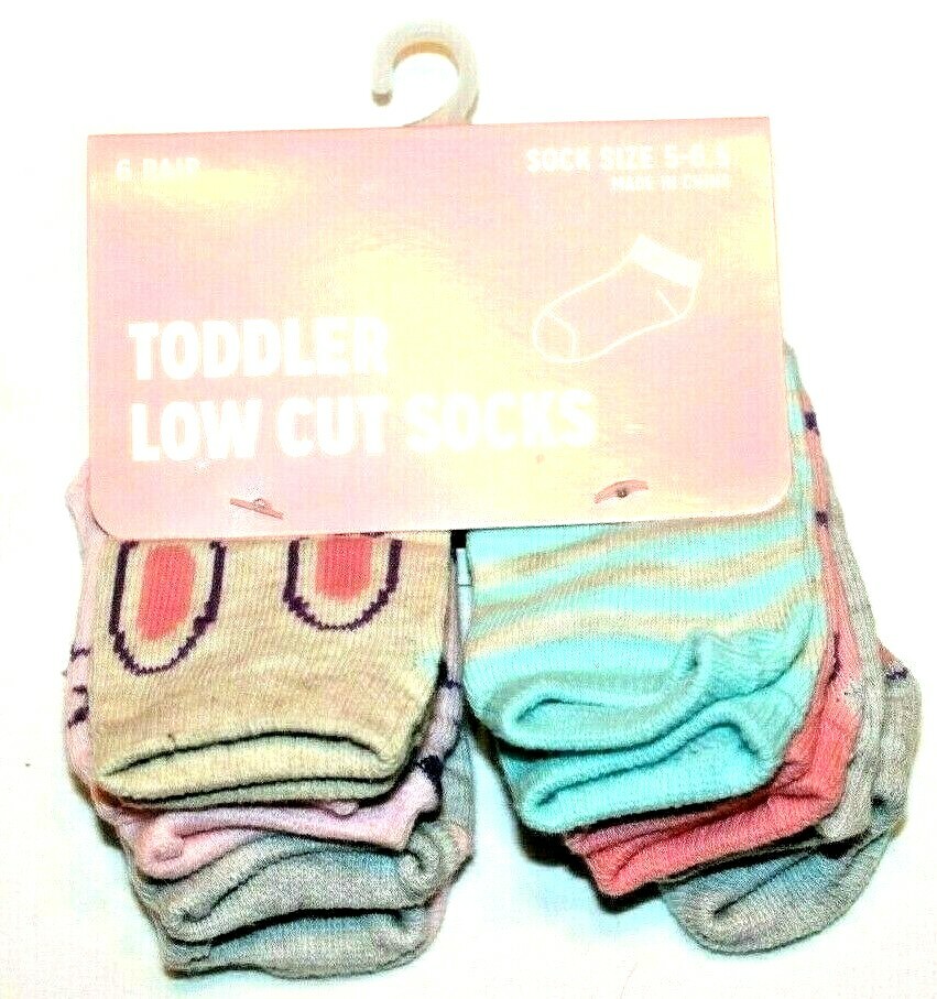 6 Pair Multi-Color Toddler Low Cut Socks Sock Size 5-6.5