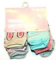 6 Pair Multi-Color Toddler Low Cut Socks Sock Size 5-6.5