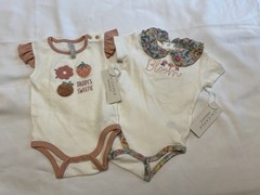 Chickpea Organic 2pc Girls Bodysuit Set 6-9M Organic Cotton Floral Snaps