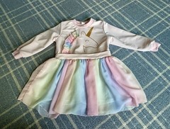 SHEIN Size 4t Toddler Girls Unicorn Dress Rainbow Colors Long Sleeve