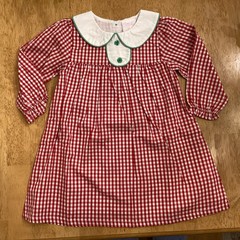 NWOT Stitchy Fish Boutique Girls 3T Red Gingham Dress Green Trim Christmas