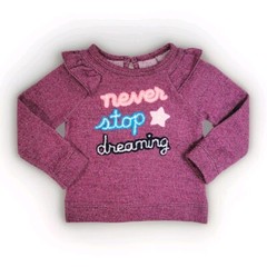Cat& Jack Girls’s 18m Purple ” Never Stop Dreaming” Keyhole Ruffled Knit Sweater