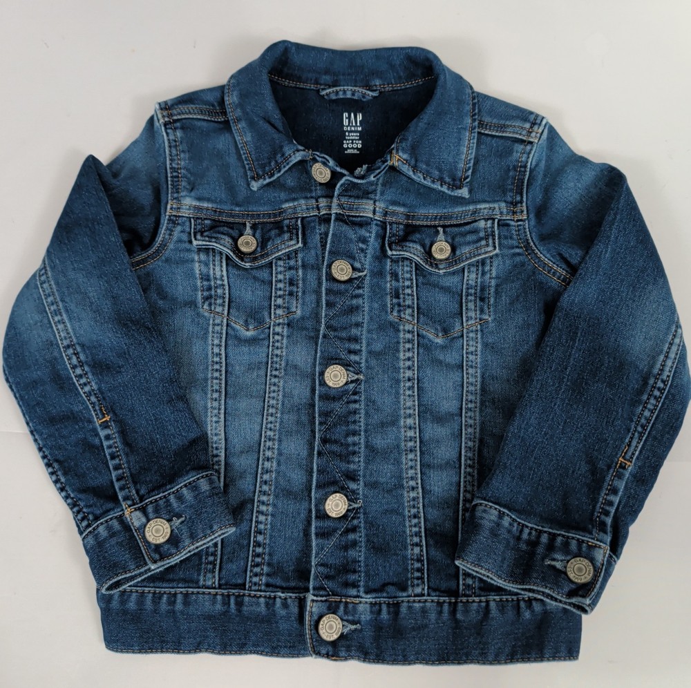Gap Toddler Blue Denim Button-Front Jacket Long Sleeve Pockets Size 5 Years EUC!