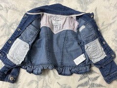 Levi’s Denim Trucker Jacket Girls 18 Months Pink Hearts Ruffle 18M Blue Jean