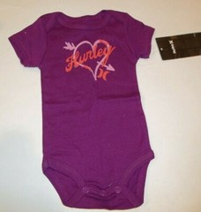 NEW Hurley short sleeve baby infant girls bodysuit 1 piece 0 / 3 months 4.94 ea