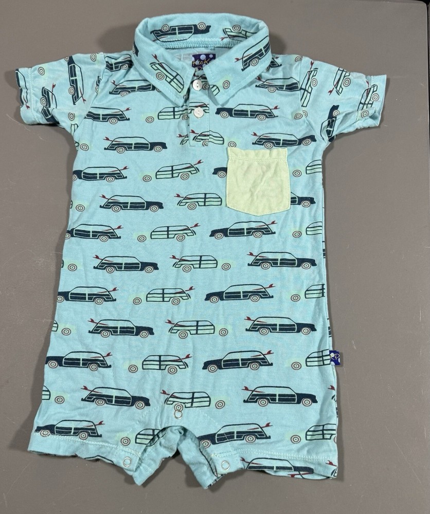 KicKee Pants Baby Bodysuit Romper Shortall Size 6-12 Mo Surfer Beach Vacation