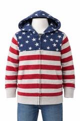 OshKosh B’gosh 4T Hoodie Zip Jacket USA Flag Stars Stripes Red White Blue Kids