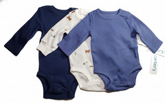 CARTER’S Baby Boy Long Sleeve Fashion Bodysuits Sz 3M 3 Pieces Infant NWT