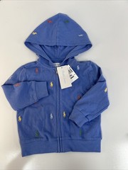 Ralph Lauren Polo Kids 18m Classic Blue Pony Hoodie Full Zip Jacket NWT