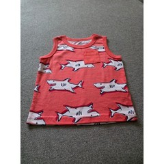 Just One You Carter’s Baby Boy Shark Tank Top Coral Orange Pocket 3M