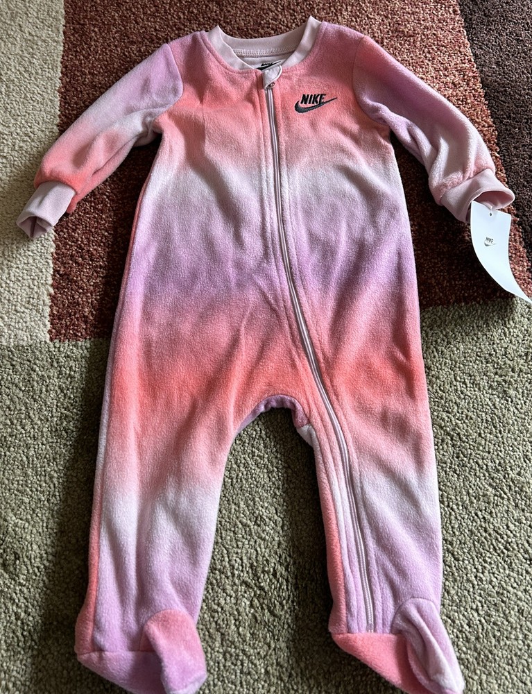 Nike Baby Girl Microfleece Sleep & Play Pink/ Multi Color Size 6M NWT