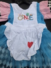 Alice in Wonderland birthday girl dress With Headband size 12 to 18 months