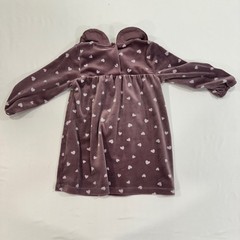 Lindex Heart Print Velour Dress Baby Girl 9-12M Mauve Peter Pan Collar Coquette