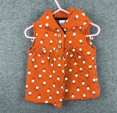 Carters Girls Quilted Vest 24M Hood Floral Hearts Orange White