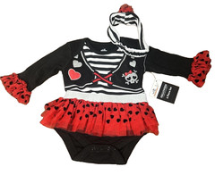 Halloween Infant Baby Girl Size 12M Pirate Tutu Bodysuit & Headband NEW