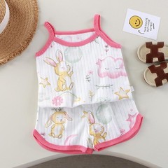 Girls Summer Clothes Sets New Baby Sleeveless Tops Shorts 2 Pieces Suit Girls Sq