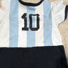 Argentina Soccer Striped Romper One-Piece, 12-18 Months, White/Blue/Black
