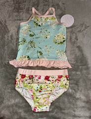 Sweet Honey Girls 4T Lounge Set 2pc Blue Floral Ruffle Tank Top Bottoms