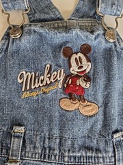 Vintage Disney Mickey Mouse Denim Jeans Overalls Shorts Toddler 24M 90s Y2K